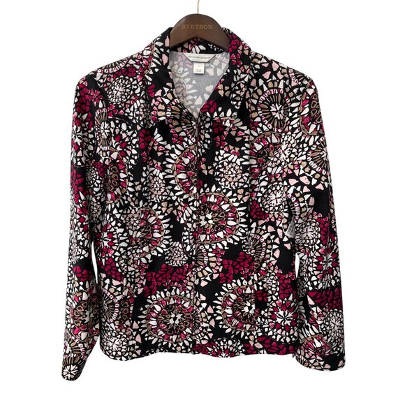 Christopher and Banks Full Zip Long Sleeve Shirt Size Large Geometric Mandala - Picture 1 of 6